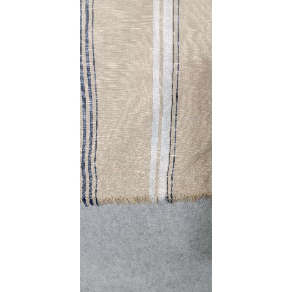 Liz Claiborne Linen Blend Sleeveless Tank Top Medium Beige Striped Fringe Beach - Picture 6 of 12